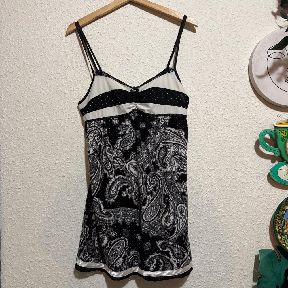 Bisou Bisou Intimates Paisley Polka Dot Cami‎ Top Women's M fairy whimsigoth Y2K